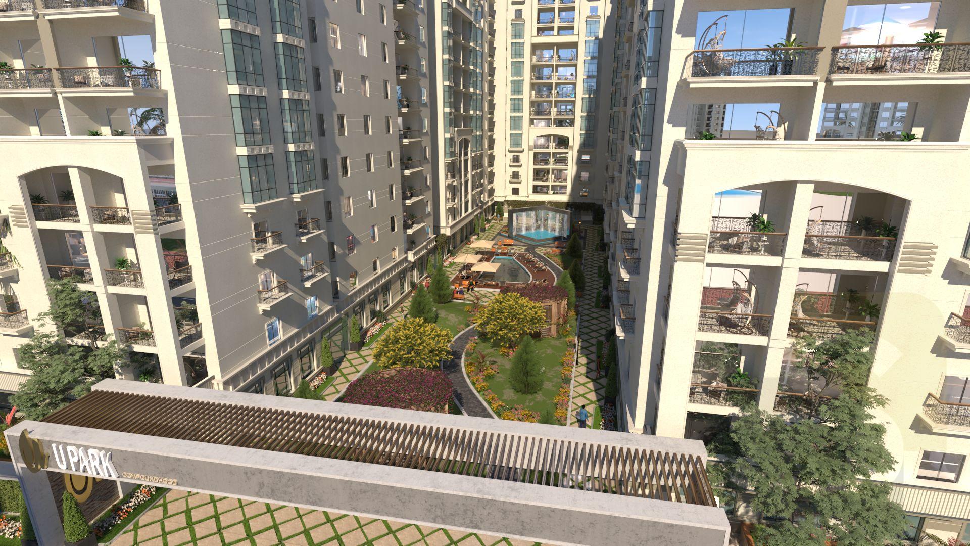 الواجهة الرئيسية لكمبوند يو بارك سموحة - تشييد