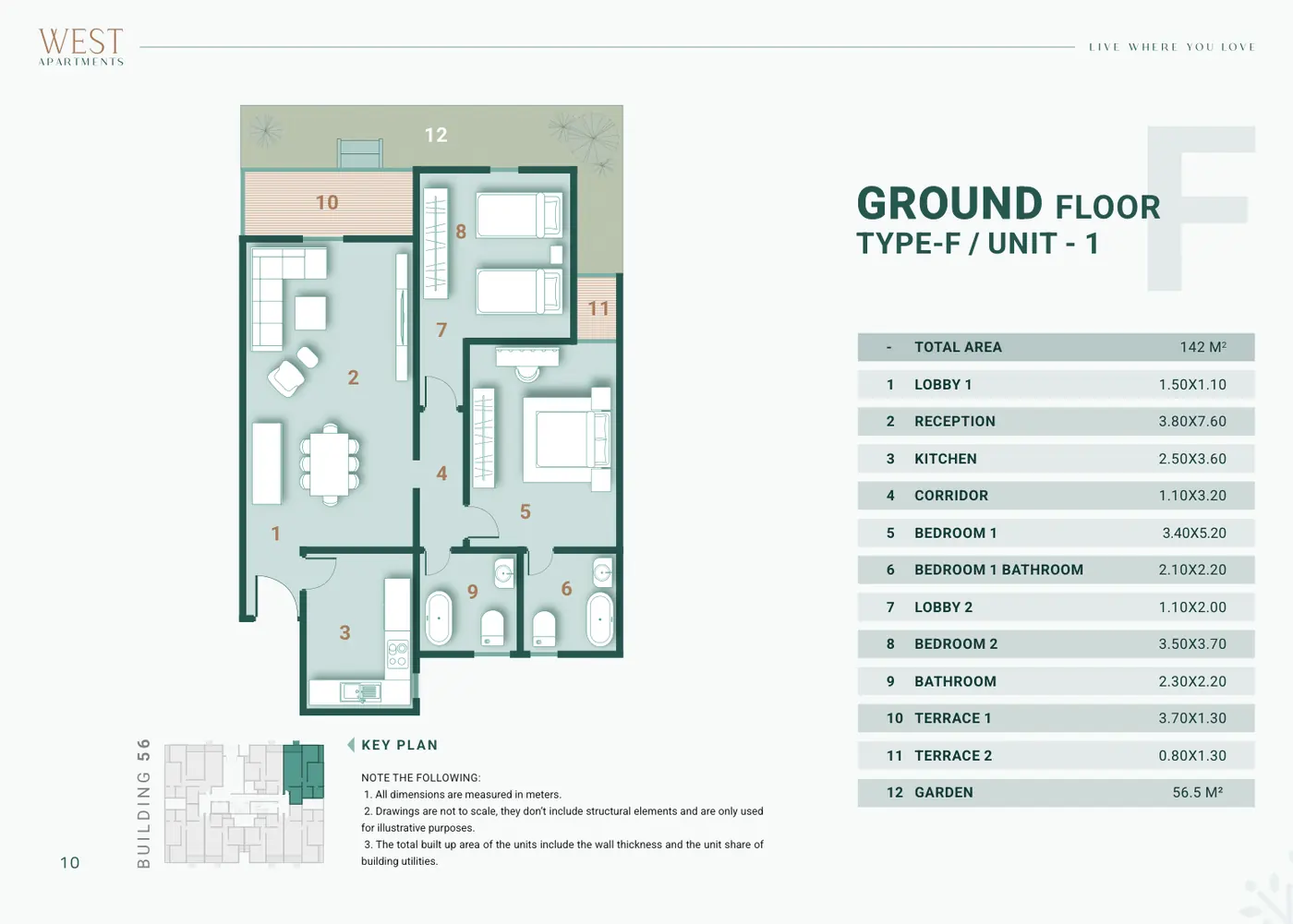 Building 56 · Type F Unit 1 · Ground Floor · 2 غرف Alex West