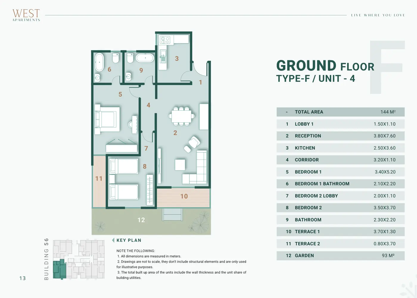 Building 56 · Type F Unit 4 · Ground Floor · 2 غرف Alex West