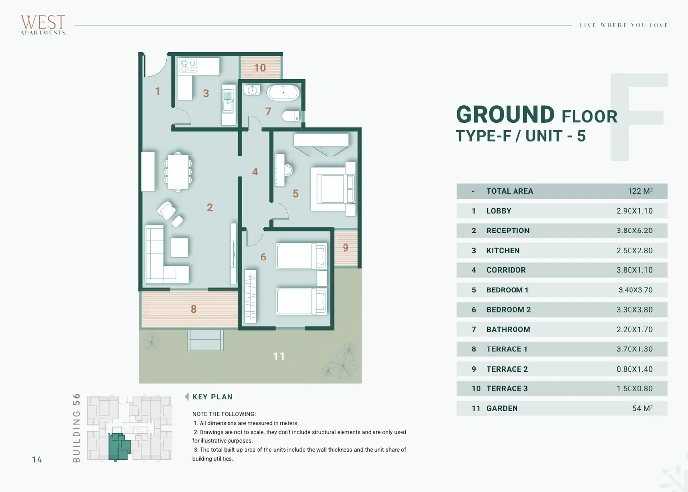 Building 56 · Type F Unit 5 · Ground Floor · 2 غرف Alex West