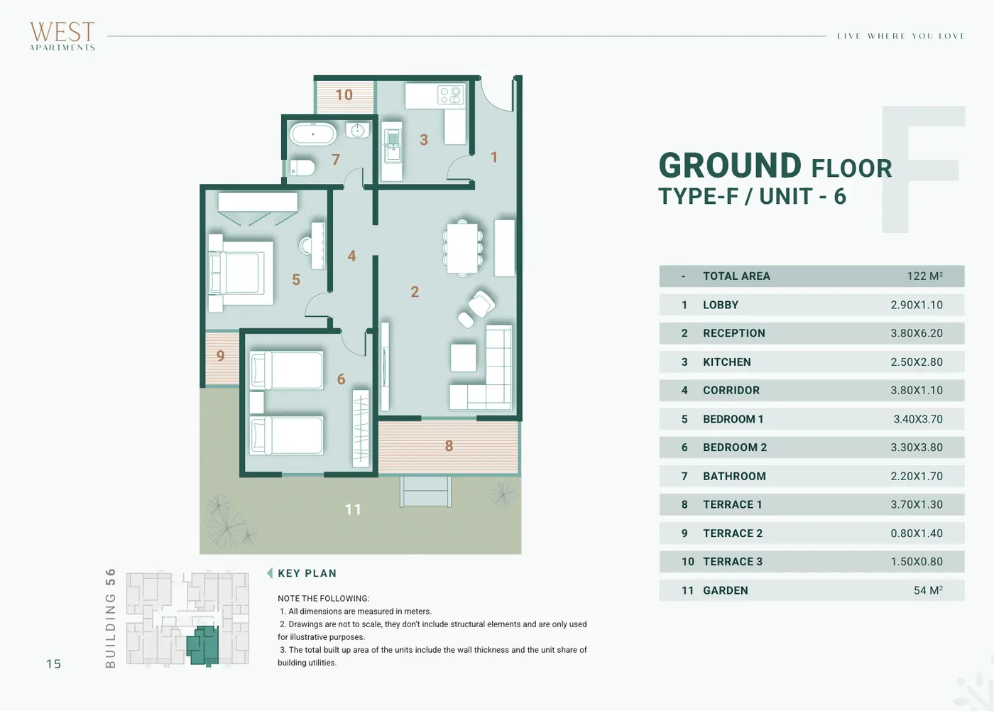 Building 56 · Type F Unit 6 · Ground Floor · 2 غرف Alex West