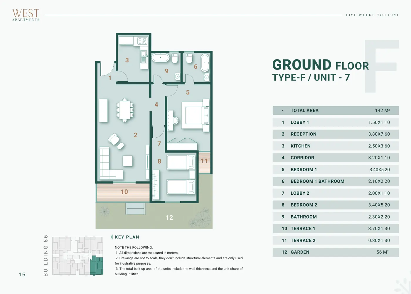 Building 56 · Type F Unit 7 · Ground Floor · 2 غرف Alex West