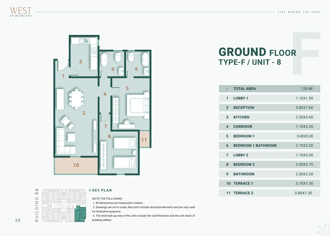 Building 56 · Type F Unit 8 · Ground Floor · 2 غرف Alex West